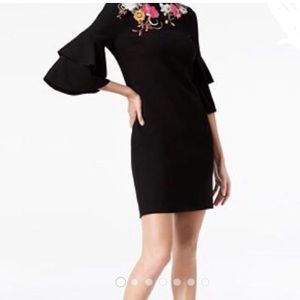 Trina Turk Leona black dress w/flowers, size 8